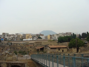 Overlooking the ancient city of Ercolano (Herculaneum), with the new city in the background, and Mt. Vesuvius in the way back!